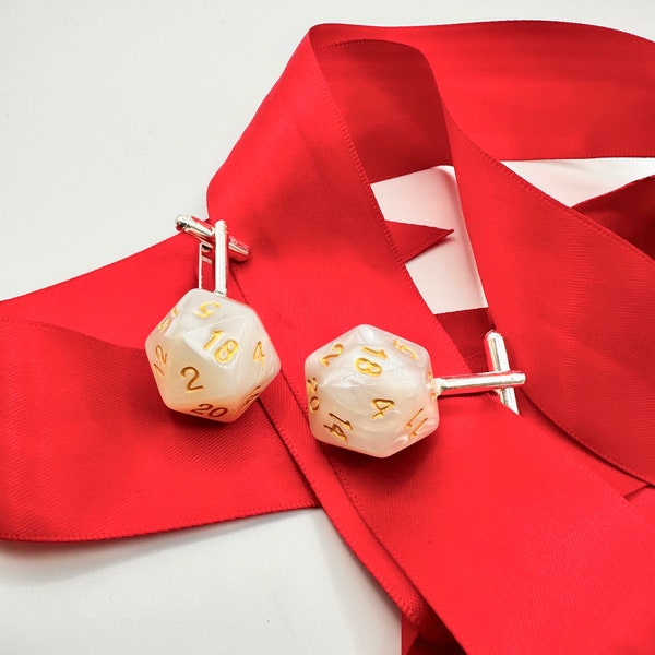 D20 Dice Cufflinks- Lovely RPG Wedding Accessories - Perfect Gift for D&D Fans and Tabletop Gamers!