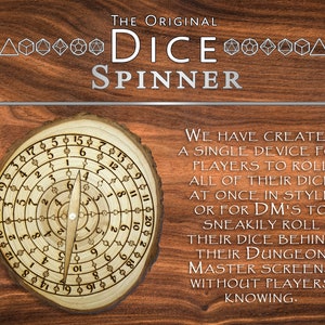 DnD RPG Dice Spinner - Bespoke Dungeon Master Companion Dice Spinner - Laser Engraved Dice Spinner Wooden Tree Slice Gaming D&D Gift Idea