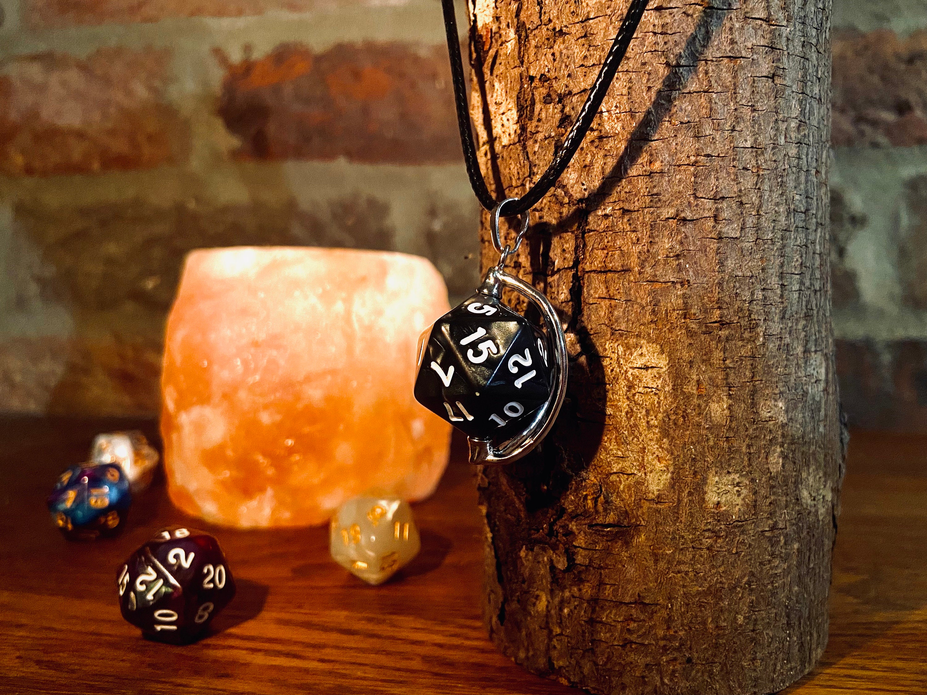 Removable D20 Dice Necklace - D20 Fidget Necklace - Rotating 20mm Dice ...