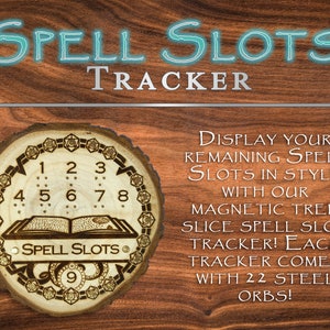 DnD 5E Magnetic Spell Slots Tracker - Player Companion - DnD 5E Gaming Tabletop RPG Wood Slice Magnetic Engraved steel ball bearings magic