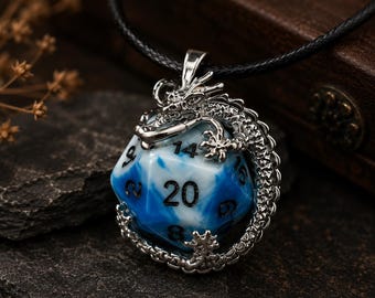 Abnehmbare Drachen-D20-Halskette, Würfelhalter für einen D20 in voller Größe