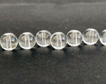 7mm Round Imitation Clear Quartz Loose Beads. 30 pieces.