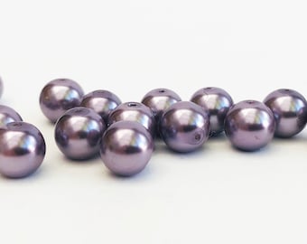 7mm Round Lilac Faux Pearl Loose Beads. 30 pieces per pack.