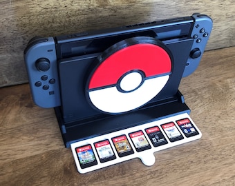 Nintendo Switch Game Holder, Pokemon Pokeball Dock Stand, White Tray