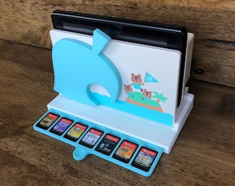 Nintendo Switch Game Holder, Animal Crossing Leaf Dock Stand, New Horizons White Mint Edition