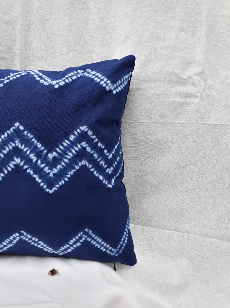 Shibori Indigo Decorative Pillow Cover Mudcloth Style Cushion Etsy