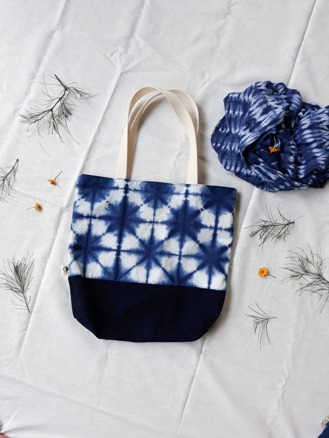 Shibori Tote Bag Shibori Market Bag Shibori Indigo Tote Bag Etsy