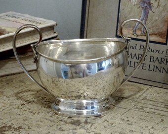 Antique silver plated sugar basin by Walker & Hall ~ dated 1919 ~  sugar bowl ~ Neoclassical style ~ elegant dining table decor ~ tea party
