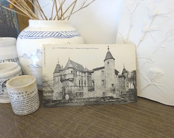 Antique French postcard of Chateau de l'Aubepin, Fourneaux, Loire, France ~ black & white postcard ~ carte postale ~ collectible post card