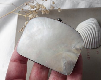 Victorian Mother of Pearl Coin Purse, Red Silk Lined, 19th Century