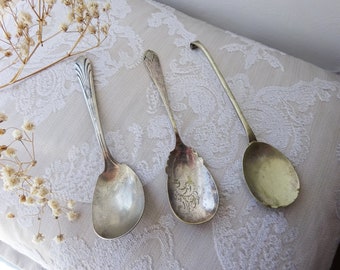 Antike versilberte Marmeladenlöffel ~ Marmeladenlöffel ~ versilberte Marmeladenlöffel ~ Patina ~ versilberte Marmeladenlöffel