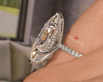 7.5CT Large marquise moissanite engagement ring,big Marquise Solitaire,celebrity style large marquise cut ring,diamond cocktail wedding ring