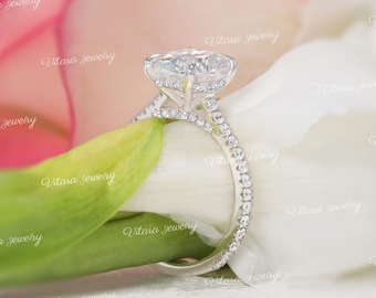2.5 ct • Verlobungsring,versteckter Halo-Ring •Längskissen •Moissanitring •Pflasterstein •CVD •Labordiamantring •Ehering •Damen