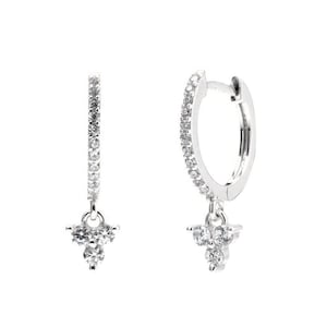 brincos de argola pequenos de diamante com pingente, argolas de ouro maciço•Diamante natural gota•brincos de argola de pingente•pequenos argolas de ouro•brincos huggie de diamante