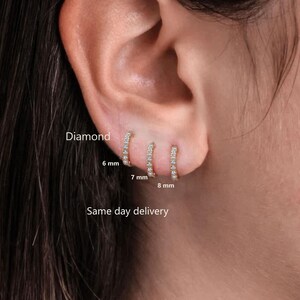 huggie hoop earrings,diamond huggies•14k gold huggie earrings•diamond hoops•cartilage hoop•helix hoop•small gold hoops•cartilage earring