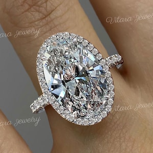 8.5 CT Oval cut moissanite engagement ring,Halo oval engagement ring,celebrity style big large solitaire oval cathedral ring wedding ring