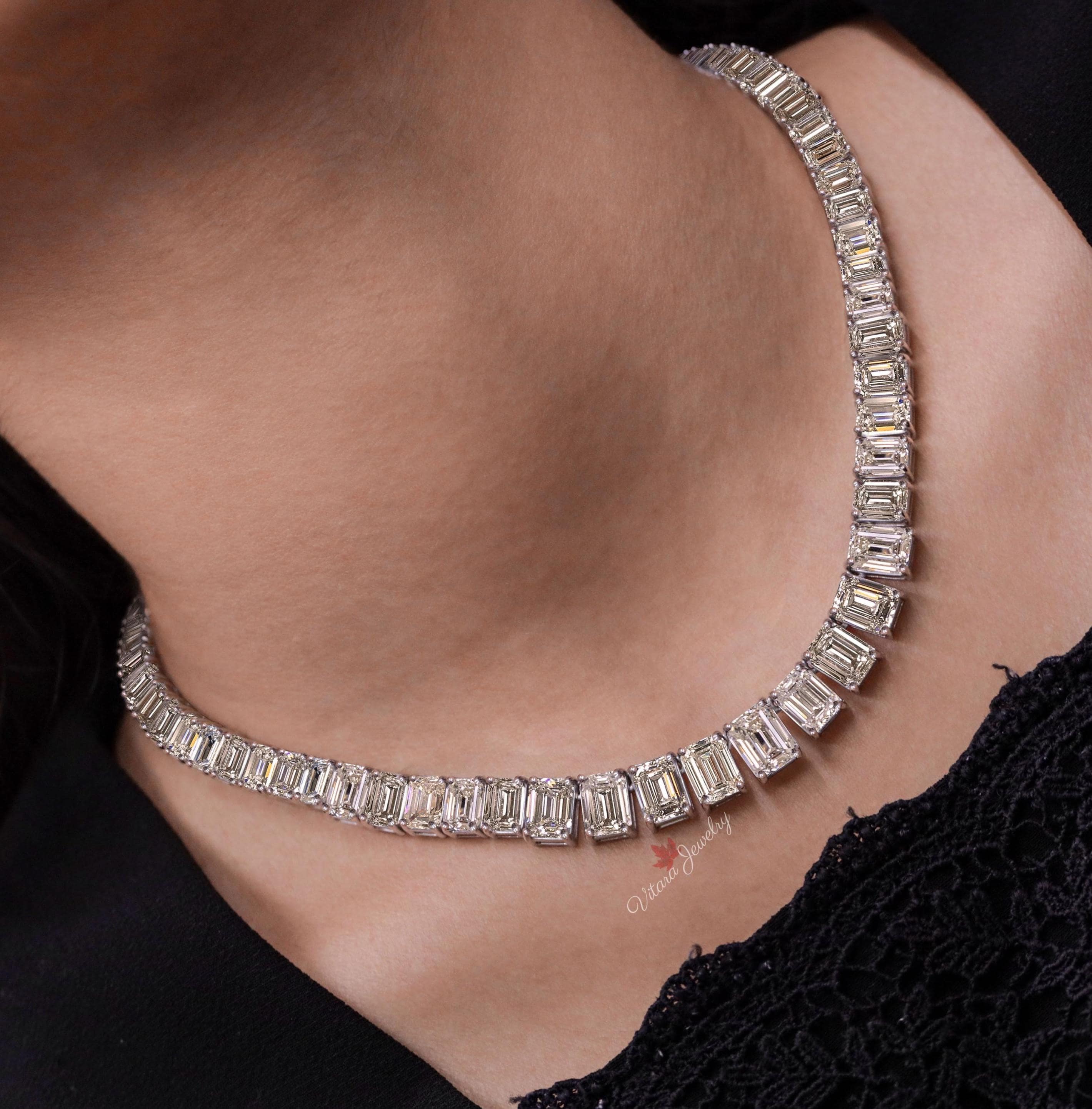 ★送料・関税込★TATIANA★Moissanite 1Carat Necklace★ TUHE Moissanite Necklace for Women, 0.1CT-12.0CT Lab Created