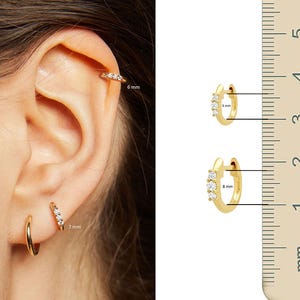 Aro de oro para cartílago • Pendiente de cartílago • Huggies de oro macizo de 14 quilates • Aretes de diamantes auténticos • Huggies de 6 mm y 7 mm • Aros pequeños de oro • Aros diminutos de oro