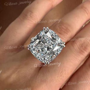 26 CT Big Solitaire Cushion cut moissanite engagement ring,Luxury celebrity style Large square cushion moissanite,chunky bling wedding ring