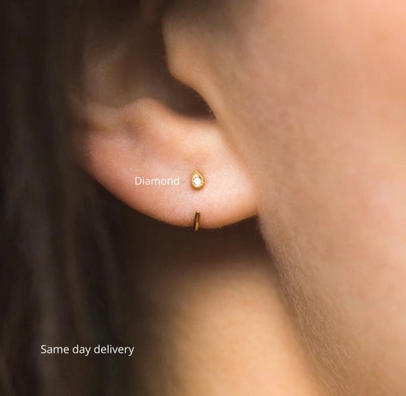 Half Hoop Earrings sleeper Earrings14k Solid Goldopen Hoop