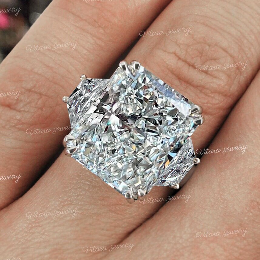 18.5 CT ラージ ラディアント モアッサナイト エンゲージリング