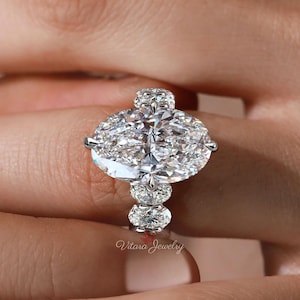 8.5 CT oval engagement ring moissanite oval solitaire ring,hidden halo,wide band,celebrity style,big large oval moissanite ring,wedding ring