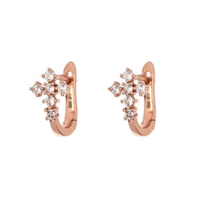 Diamond huggie hoop earrings,gold huggie earrings•real diamond huggies•cross hoop earrings•diamond hoops•tiny hoop earrings•cartilage hoop