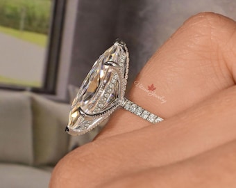 Marquise Moissanite Big Engagement Ring, 14k White Gold 7.5 CT Solitaire Wedding Ring