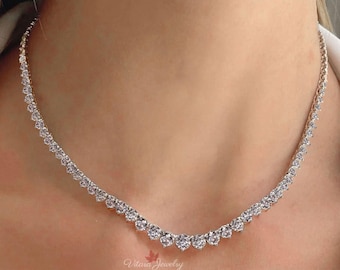 Collar de tenis de moissanita, cadena de eternidad de oro macizo, 9,5 TCW