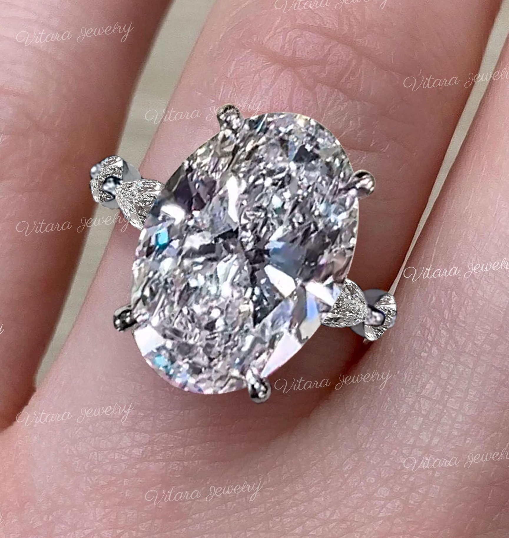 Unique 5 Carat Look Princess Cut & Round Diamonds Engagement Ring 14K  Yellow Gold 803107