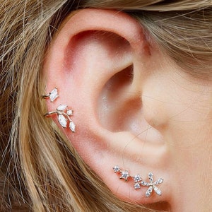 leaf ear cuff,ear cuff no piercing•fake piercing•14k solid gold ear cuff•fake helix piercing•ear cuff earrings•fake ear cuff•fake helix ring