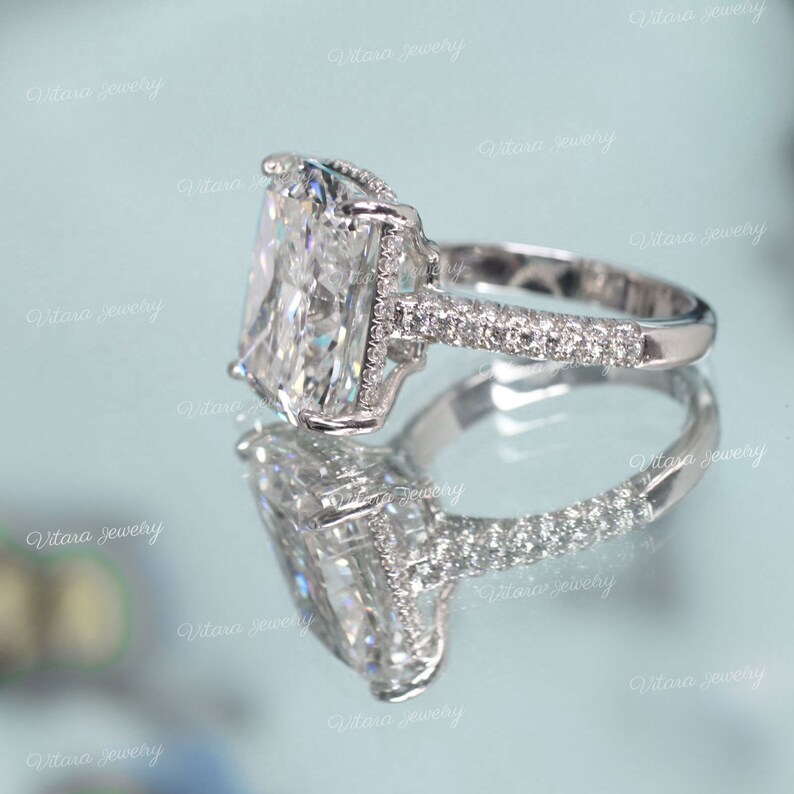 10.1 CT Elongated Cushion Cut Engagement Ringhidden Halo - Etsy