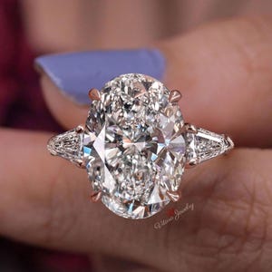 10 CT Oval Moissanite engagement ring,Three stone moissanite ring,celebrity style,kite&huge large oval cut moissanite,luxury wedding ring