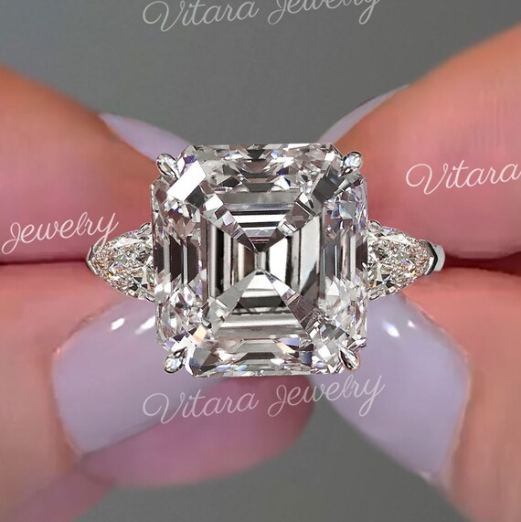 Asscher moissanite shop engagement ring