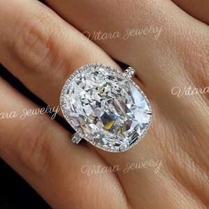 19.5 CT Large Elongated cushion cut engagement ring,huge cushion halo ring,celebrity style solitaire cushion moissanite,luxury wedding ring