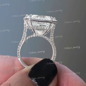 19 CT Radiant moissanite engagement ring,14k gold hidden halo radiant cut engagement ring,celebrity style big Radiant cut ring,wedding ring