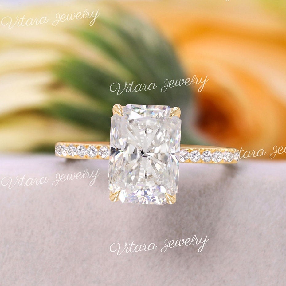 2.7CT Radiant Cut Engagement Ring radiant Moissanite