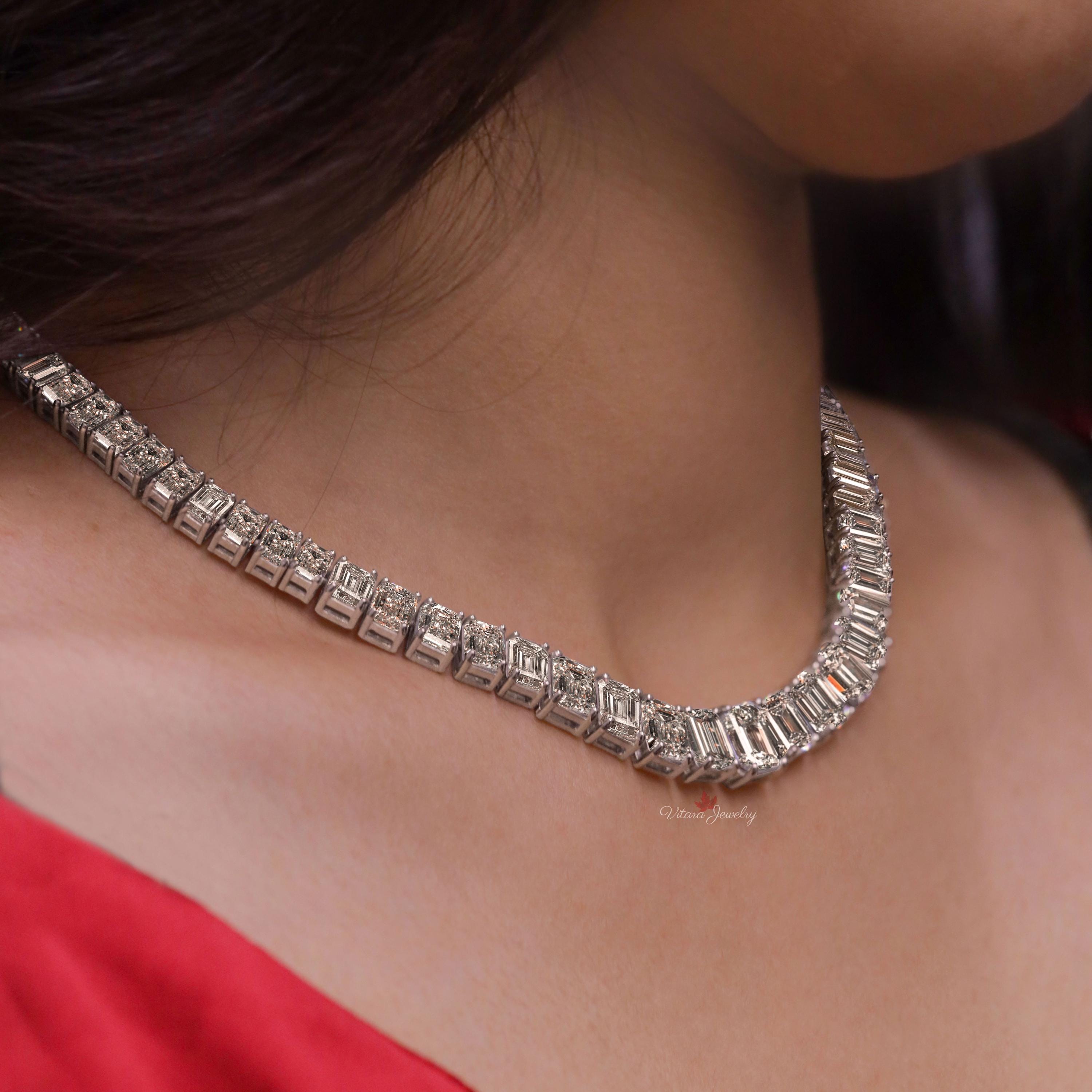 ★送料・関税込★TATIANA★Moissanite 1Carat Necklace★ TUHE Moissanite Necklace for Women, 0.1CT-12.0CT Lab Created