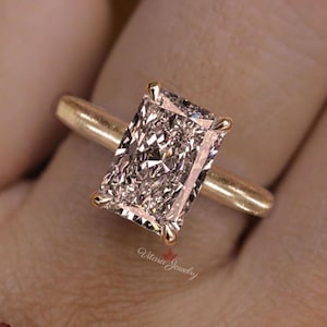 Radiant Cut Lab Grown Diamond Engagement ring 14k Yellow Gold 4CT IGI Certified Solitaire Wedding Ring Halo Anniversary Promise Ring For Her