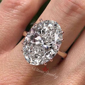 12.5CT oval cut moissanite engagement ring,celebrity style double claw prong,big crushed ice oval moissanite solitaire,cocktail wedding ring