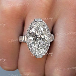8 CT oval engagement ring,big large moissanite ring,celebrity style Halo oval cut moissanite,cocktail statement,anniversary wedding ring