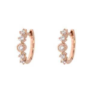 diamond huggie earrings•huggie hoop earrings•solid gold huggie earrings•Real diamond huggies•cartilage hoop•Diamond small hoop earrings
