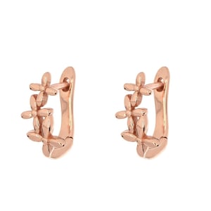 Aretes de aro de oro de 14k, aretes de aro pequeños con flor, aros para cartílago, aros pequeños de oro, aros pequeños de oro, aretes para cartílago