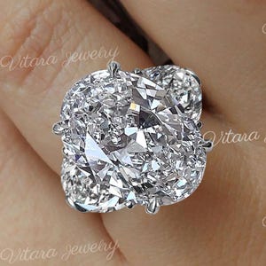 6 CT Three stone oval cut moissanite engagement ring,celebrity style moon&big large oval engagement ring,3 stone moissanite wedding ring