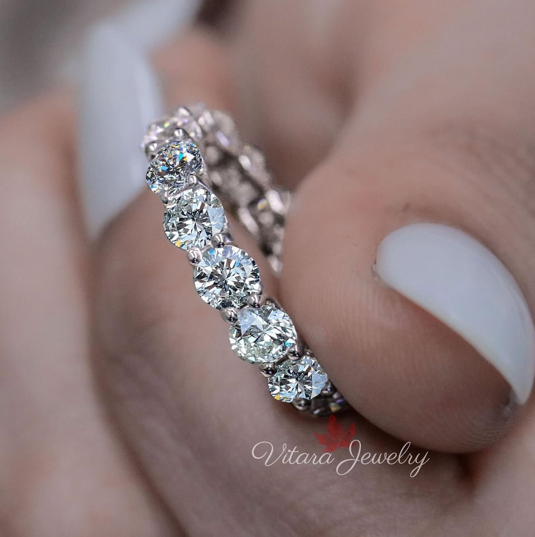 4.59CT Moissanite Eternity Band, 14K Gold Wedding Ring - Etsy
