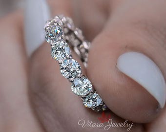 4.59CT Moissanite Eternity Band, 14K Gold Wedding Ring