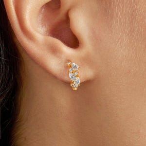 diamond huggie earrings,diamond hoop earrings•14k solid gold hoops•mini hoop earrings•Natural  Diamond earrings•tiny hoops•diamond huggies