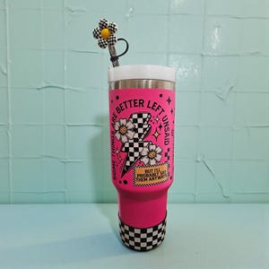 Anpassad Tumbler Stark Rosa 40oz Tumbler Set: Fräckt Citat, Stövel, Sugrörstoppning