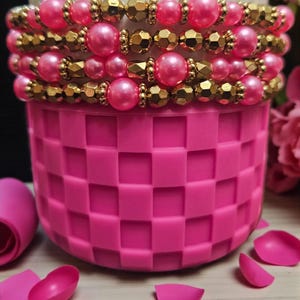 Pulsera Tumbler Stack Rosa y Dorado - Accesorio Stanley de 4 piezas con cuentas