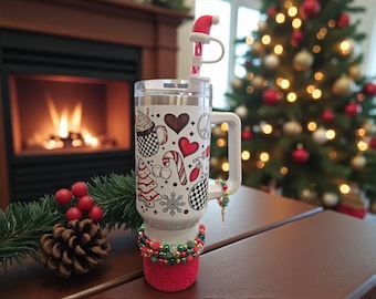 Kerstbeker – volledig aangeklede set, op maat gemaakte kerstbeker van 40 oz